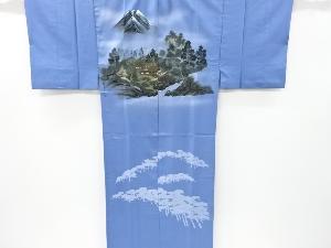 リサイクル　富士に家屋風景模様単衣男物長襦袢